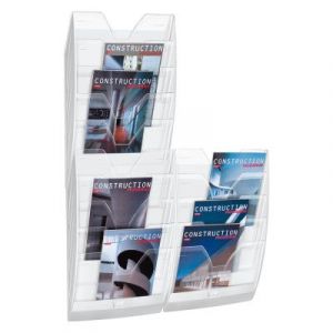 Pr&eacute;sentoir mural Cep - 5 compartiments - kit de fixation fourni - blanc cristal