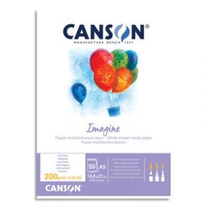 Bloc de 50 feuilles de papier dessin Canson Imagine - 200g - A5 - blanc