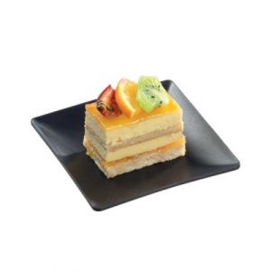 Assiette carr&eacute;e en polypropyl&egrave;ne noire 11 x 11 cm - Lot de 10