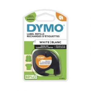 Ruban Letratag textile Dymo noir / blanc - 12 mm x 4 m