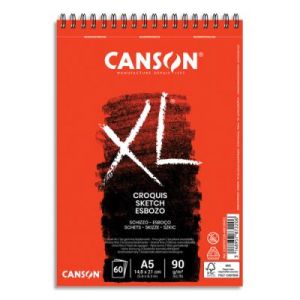 Album de 60 feuilles de papier dessin Canson Croquis XL - reliure spirale - 90g - format A5