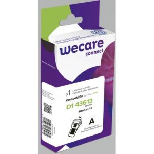 Ruban D1 6mm Wecare - compatible Dymo 43613 S0720780 - &eacute;criture noire sur fond blanc