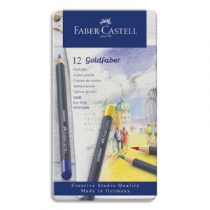 Crayons de couleur Faber Castel Goldfaber - coloris assortis - &eacute;tui de 12