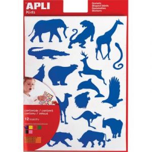 Pochette de 12 feuilles de gommettes Apli Kids sur la thématique des animaux sauvages