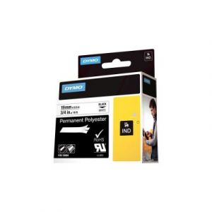 Rubans titreuse Dymo Rhino 18484 - &eacute;criture Noir / fond Blanc - 19 mm x  Longeur 3,5m - Polyester