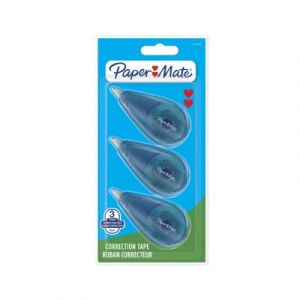 Roller de correction Mini Papermate - 5 mm x 6 m - jetable - bleu marine translucide - blister de 3
