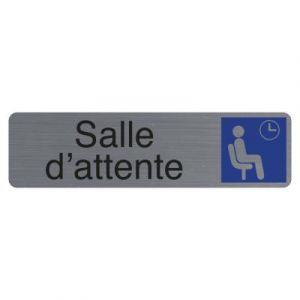 Plaque signal&eacute;tique adh&eacute;sive Exacompta Salle d'attente - Rectangle Gris / Bleu
