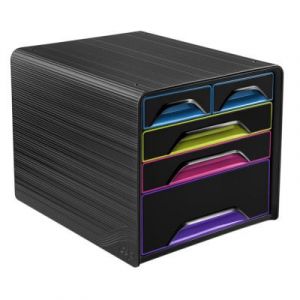 Module de classement CEP Smoove - 5 tiroirs - 24 x 32 cm + 2 petits - L36 x H27,1 x P28,8 cm - noir multicolore