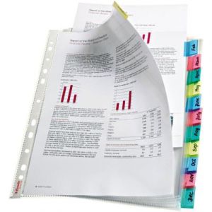 Pochettes intercalaires 12 positions &agrave; onglets - polypropyl&egrave;ne 9/100e - perforation universelle