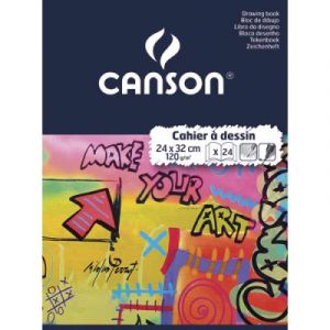 Cahier de dessin Canson - piq&ucirc;re 24 x 31,5 cm - 24 pages 125 g unies