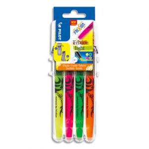 Surligneur Pilot FriXion Light - pointe biseaut&eacute; - evolutive set de 4 - assortis jaune, rose, vert, orange