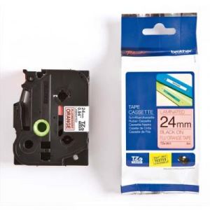 Ruban Brother TZB51 - Ruban noir / orange fluo - 24 mm x 8 m