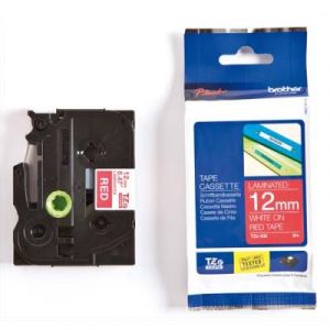 Ruban TZ435 Brother - Ruban lamin&eacute; - blanc/rouge - Rouleau (1,2 cm x 8 m)