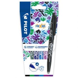 Roller encre gel effa&ccedil;able Pilot FriXion Ball pointe moyenne 0,7 mm - Pochette de 6 couleurs assorties tons froids