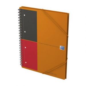 Cahier chemise Oxford Meetingbook - reliure spirales - A4+ - 160 pages - lign&eacute; 6 mm - feuilles perfor&eacute;es d&eacute;tachables - 3 rabats + &eacute;lastique