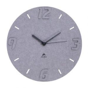 Horloge murale silencieuse Horpet en PET 100% recyl&eacute; avec chiffre en relief - Diam&egrave;tre 30 cm - Gris