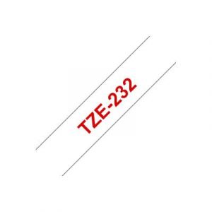 Brother TZe-232 - Adh&eacute;sif standard - rouge sur blanc - Rouleau (1,2 cm x 8 m) 1 cassette(s) ruban lamin&eacute; - pour Brother PT-D210, D600, H110; P-Touch PT-1005, 1880, E800, H110; P-Touch Cube Plus PT-P710