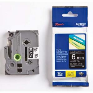 Rubans serie TZe 315 Brother - Ruban blanc/noir - 6 mm x 8 m