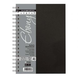 Carnet de croquis &agrave; spirales Ebony Daler-Rowney, A5, 14,8 cm x 21 cm, 160 g/m&sup2;