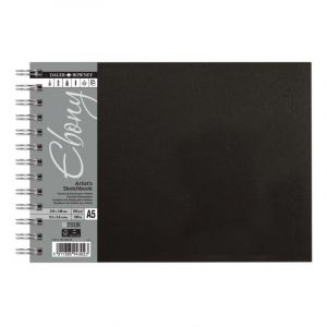 Carnet de croquis &agrave; spirales Ebony Daler-Rowney, A5, 14,8 cm x 21 cm, 160 g/m&sup2;