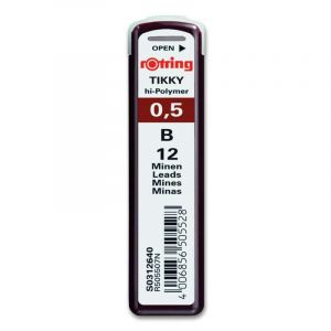 Mine de rechange pour Porte-Mine Rotring Tikky II, 0,5 B, Paquet de 12 pi&egrave;ces