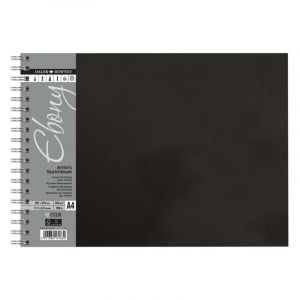 Carnet de croquis &agrave; spirales Ebony Daler-Rowney, A4, 21 cm x 29,7 cm, 160 g/m&sup2;