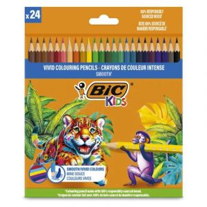Coffrets de crayons de couleur Kids Smooth Bic, 24 crayons
