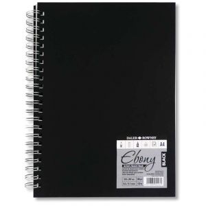 Carnet de croquis &agrave; spirales Ebony Daler-Rowney, 14x14 cm-Carr&eacute;-160g/m&sup2;-40 feuilles