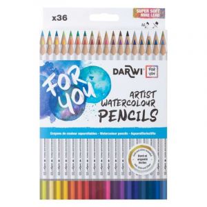 Etui crayons de couleur aquarellables Darwi, 36 crayons