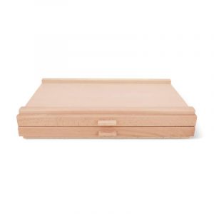 Coffret de rangement en bois de hêtre pour les pastels, 40 x 25 x 5,5cm, 2 tiroirs