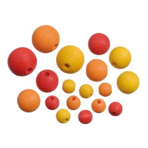 Perles en bois colorées, 22 pièces, Jaune orange rouge
