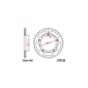 Couronne JT Sprockets Acier pas 520 42 dents - Pour Aprilia RS 250 95-