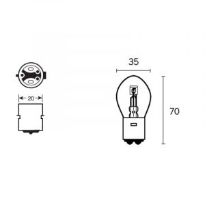 10 ampoules Tecnium S1 BA20d 12V 25W