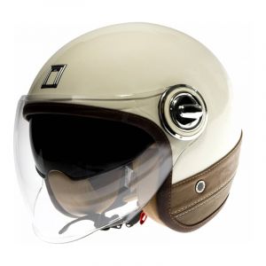 Casque jet Nox Premium Heritage cr&Atilde;&uml;me/cuir marron- XL