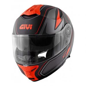 Casque modulable Givi x.21 Challenger Shiver noir mat/titanium/rouge