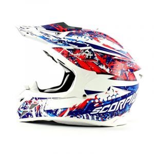 Casque cross Scorpion VX-15 EVO AIR Horror Blanc/Rouge/Bleu- M