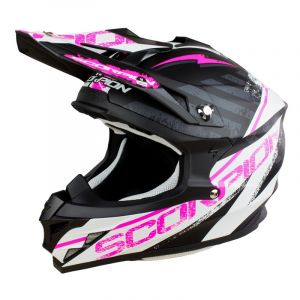 Casque cross Scorpion VX-15 EVO AIR GAMMA noir mat/blanc/rose- S