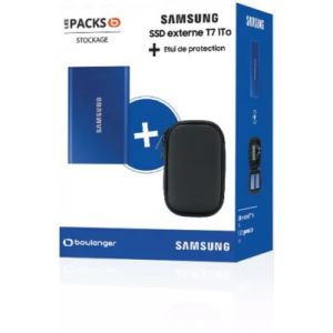 Disque dur SSD externe SAMSUNG Pack T7 1 To bleu + housse