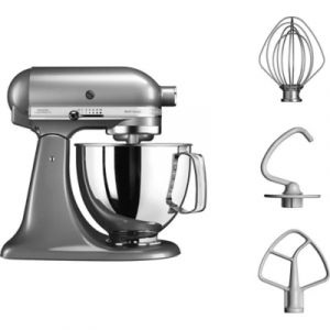 Robot p&acirc;tissier KITCHENAID 5KSM125ECU Artisan, gris, 4,8 L, bol avec poign&eacute;e, 300 watts