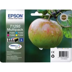Cartouche d'encre EPSON Pack Multipack 4 Originales T1295 S&eacute;rie Pomme (Noir + 3 Couleurs) - C13T12954010