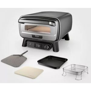 Four &agrave; pizza &eacute;lectrique NINJA MO201EU inox noir pizza 30 cm, fonction air fryer, thermostat digital