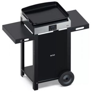 Plancha &eacute;lectrique ENO COMBO INITIAL 50 noir inox sur chariot, 48x38 cm