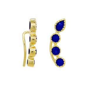Boucles d'Oreilles "Tempsara" Jade bleu Laiton doré