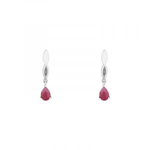 Boucles d'oreilles "Tiana" Or blanc et Rubis