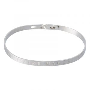 Bracelet &agrave; message "Je t'aime Maman" Laiton argent&eacute;