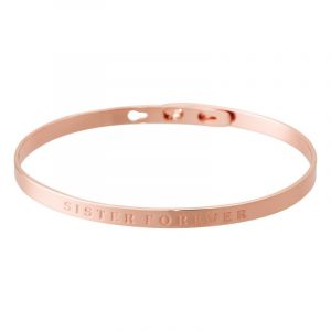 Bracelet &agrave; message "Sister Forever" Laiton ros&eacute;
