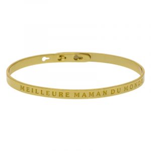 Bracelet à message "Meilleure Maman du Monde" Laiton doré