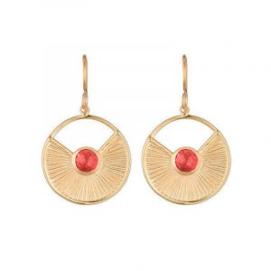 Boucles d'oreilles "Pulsarae" Aventurine rouge Laiton doré
