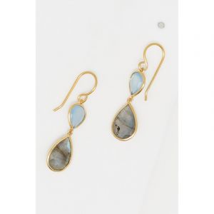 Boucles d'oreilles "Rigel" Calcite bleu & Labradorite Laiton doré