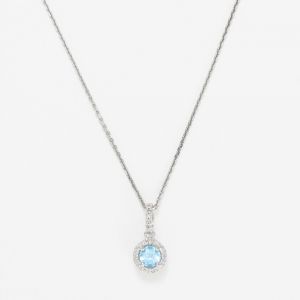 Pendentif "P&eacute;gase Enchant&eacute;" Or blanc et Topaze